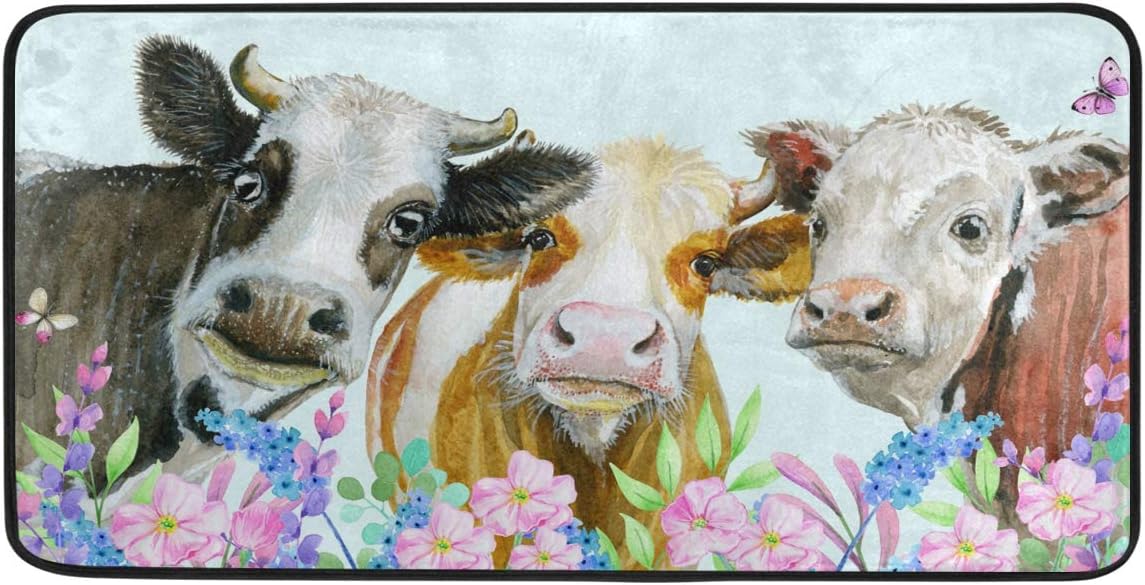 AGONA Anti Fatigue Kitchen Mat Watercolor Cows Animals
