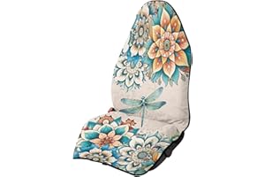 JOAIFO Dragonfly Mandala Flower Print Car Seat Protector Front Seat Towel Cover,Personalzied Novelty Car Accessories Universal Towel Seat Cover for Trucks SUV