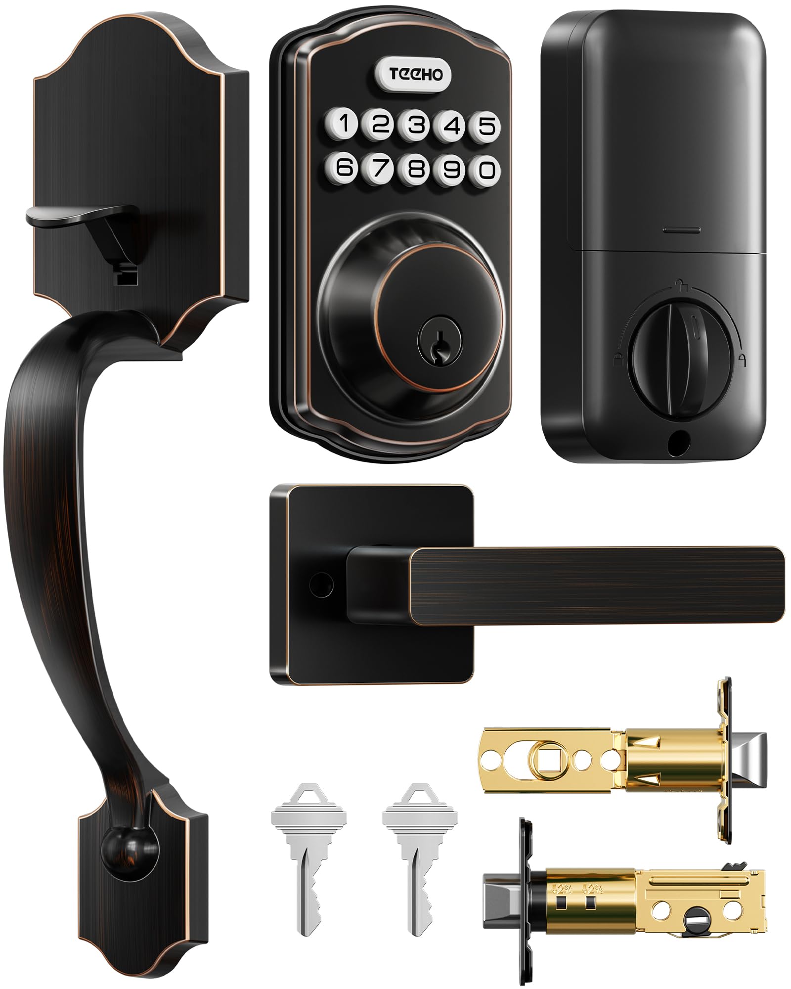 Photo 1 of *USED*
TEEHO TK001H Keyless Entry Door Lock with Handle Set, Electronic Deadbolt Keypad Door Lock with Code, Smart Locks for Front Door, Exterior Door Handle, Auto-Lock, Easy to Install, Oil-Rubbed Bronze