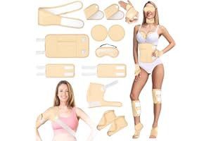 LNKFUL Castor Oil Pack Wrap, 12 Pcs Reusable Castor Oil Pack Kit Organic Cotton for Shoulder Hands Neck Waist Chest Knees and Feet, Adjustable Compress Pads for Entire Body