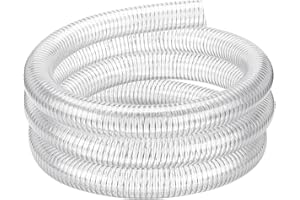 ZY-hosetube 1-1/2" id × 5ft Clear Flexible Hose PVC Spiral Steel Wire Reinforced Tubing 1.5 inch Suction Vinyl Pipe for Dust Colleciton Drain Water, non-collapsible