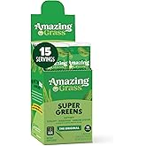 Amazing Grass Greens Blend Superfood: Super Greens Powder Smoothie Mix with Spirulina, Chlorella, Beet Root Powder, Digestive Enzymes, Prebiotics & Probiotics, Original, 15 Servings (Packaging May Vary)
