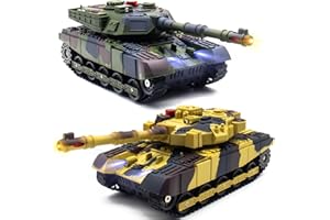 HITISH RC Tank That Infrared Shoots - 2.4Ghz Remote Control Battle Army Tank Toys with 360°Rotating Turret Auto Demo Sound Effects Lights - Military Vehicles Model Gift for Kids Adults Boys Age 6-8 9-12