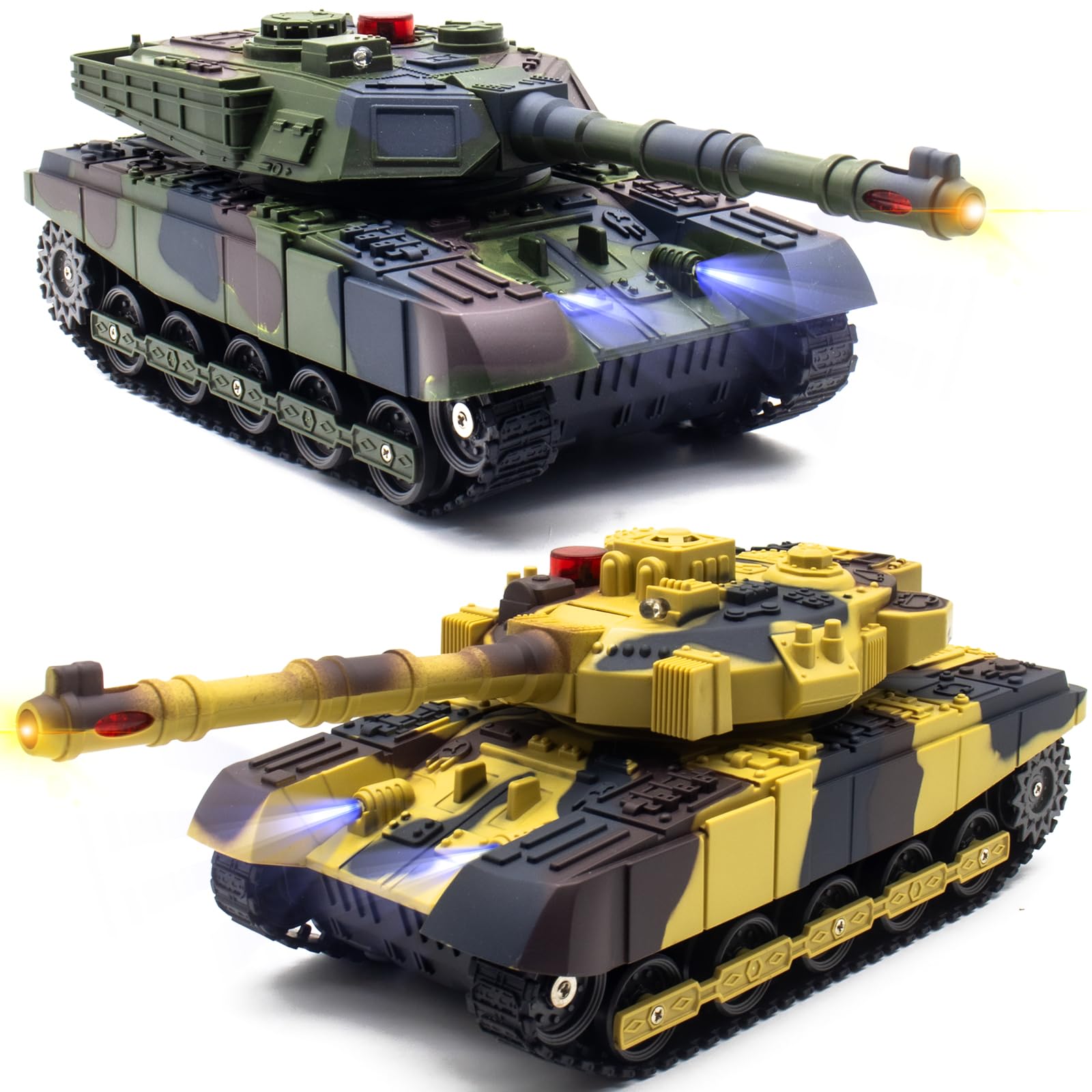 RC Tank That Infrared Shoots - 2.4Ghz Remote Control Battle Army Tank Toys with 360°Rotating Turret Auto Demo Sound Effects Lights - Military Vehicles Model Gift for Kids Adults Boys Age 6-8 9-12