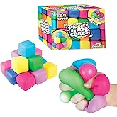 ORB 24 Pack Slow Rising Squishy Stress Cubes - Easy Sqweezy Squishy Cubes - Soft Dough Stress Balls and Fidgets for Anxiety and Stress Relief - Classroom Rewards, Party Favors for Kids, Teens, Adults