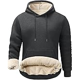 Flygo Men's Casual Fleece Sherpa Lined Hoodie Winter Warm Pullover Hooded Sweatshirt
