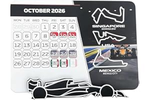 2026 F1 Racing Calendar, 7.1 x 5.5 In Race Event Desk Calendar With Full Schedule, Motorsport Racing Calendar Planner with St