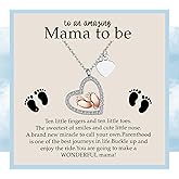 Kysee Lovely Pregnancy Necklace Gift Collection — Baby Feet & Heart Style Pendants with Keepsake Message Card for Expecting Moms