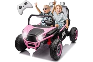 BCARORUR 2 Seater Ride on Toys for Big Kids, 24V 7AH Ride on Electric Car W/Parents Control, 20 "Wide Seater, 4.97MPH, 400W Super Power, 4-Wheeler Suspension, LED Light, Bluetooth (Pink)