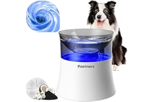 Pawtners Dog Water Fountain, 1 Gallon Automatic No Spill Pet Water Bowl Dispenser for Small Medium Large Dogs with Vortex Filter, Deep Drinking Area and Quiet Pump