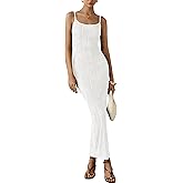 MASCOMODA Women 2025 Summer Sexy Bodycon Maxi Dress Spaghetti Strap Knit Fitted Tight Sleeveless Party Slip Long Dresses