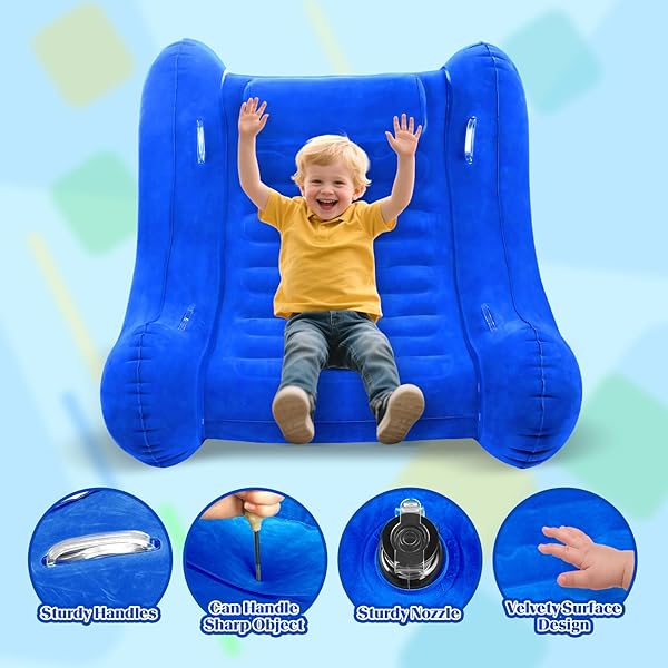 SENSORY ROCKER CHAIR FOR KIDS, 42” X 42” X 46” AIR CLOUD ROCKER, INFLATABLE SENSORY CHAIR FOR CHILD WITH AUTISTIC & ADHD, INDOOR/OUTDOOR TODDLER ROCKING CHAIR-INCLUDES ELECTRIC AIR PUMP