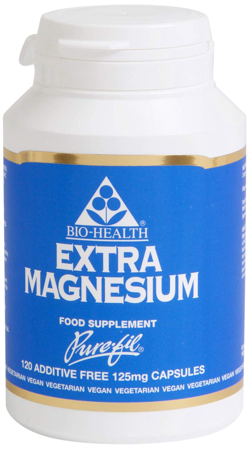 Bio-Health Extra Magnesium Food Supplement for General Health, Supports Normal Function of Nervous System, Beneficial for Bones and Muscular Function, Additive Free, 120 Capsules