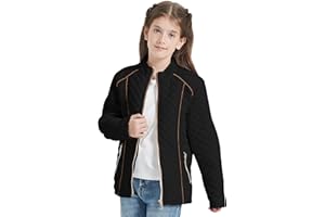 Giolshon 2024 Fall Girls Faux Leather Jacket for Kids PU Motorcycle Biker Outwear Children's Slim Coat
