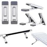 AOZUO Mini Portable Laptop Stand for Desk, Portable Keyboard Riser Three Tilt Angle Adjustable Foldable Invisible Laptop Riser Self-Adhesive Computer Stand Feet for Most Keyboards (Silver, 2)
