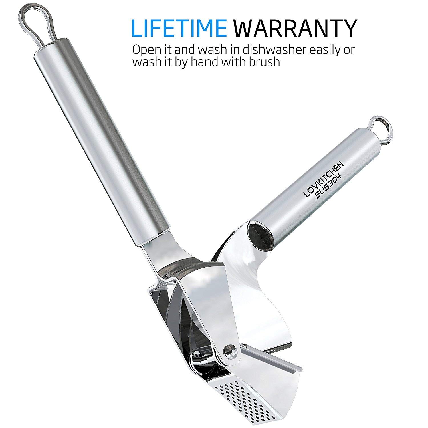 Garlic Press,LOVKITCHEN Garlic Press and Peeler Set.Durable Stainless Steel Mincer and Silicone Tube Roller
