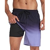 BLATIAL Mens Swim Trunks with Compression Liner 2 in 1 Quick Dry Swimming Shorts Swimwear Bathing Suits with Pockets