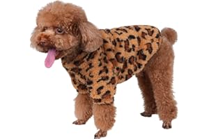 GreenJoy Leopard Print Dog Sweater – Stretchy Fleece Dog Turtleneck Sweatshirt for Puppies & Cats, Soft & Warm Pet Winter Clothes for Small, Medium & Large Dogs (Coffee Brown, Small)