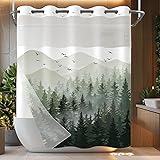Accnicc No Hook Shower Curtain with Snap in Liner