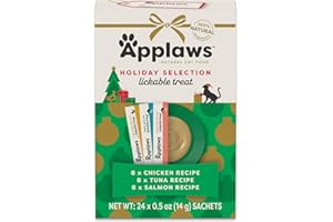 Applaws Lickable Cat Treats, Natural Grain-Free Purée, Made with Limited and Natural Ingredients, No Artificial Additives, Chicken & Tuna Squeeze Up Cat Treats (24 x 0.5 oz Sachets)