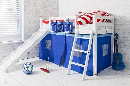Hochbett Shorty 2 '6 mit Slide Junior Bett Ontario in Wahl von Farben Noa & Nani weiß