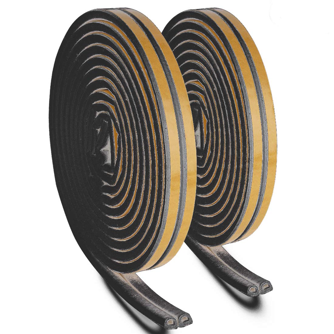 12m Weather Stripping Ohadani Foam Seal Strip Soundproofing for Doors and Windows,Water-proofing Sound-proofing (2 Pack,D Model) (Black)