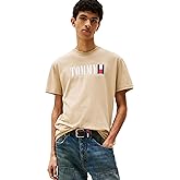 Tommy Jeans Mens Short Sleeve Cotton Graphic T-Shirts with Flag Logo Design