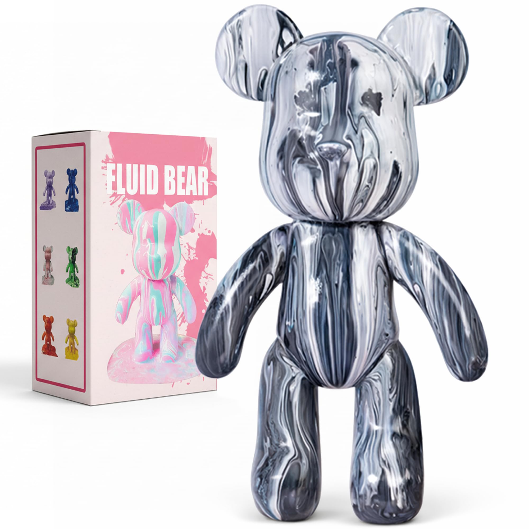 White Bear Figure Painting Kit DIY Home Decoration Kit Including 3 Liquid Paints, Brush, Table Cloth, Apron (Silver)