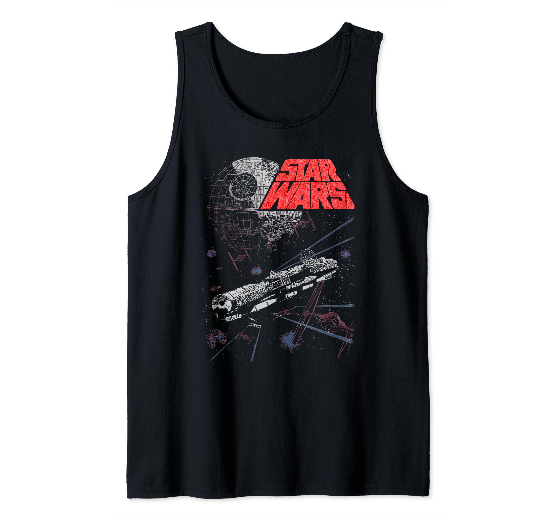 Star Wars Retro Epic Space Battle Falcon Tie Fighter Tank Top