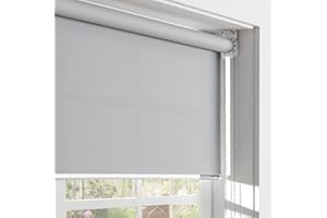 LINKCOO 70% Blackout Roller Window Shades, Room Darkening Window Blinds with Thermal Insulated Fabric, Roll Pull Down Shades for Home and Office, Grey, Width 67", Max Drop Height 72"