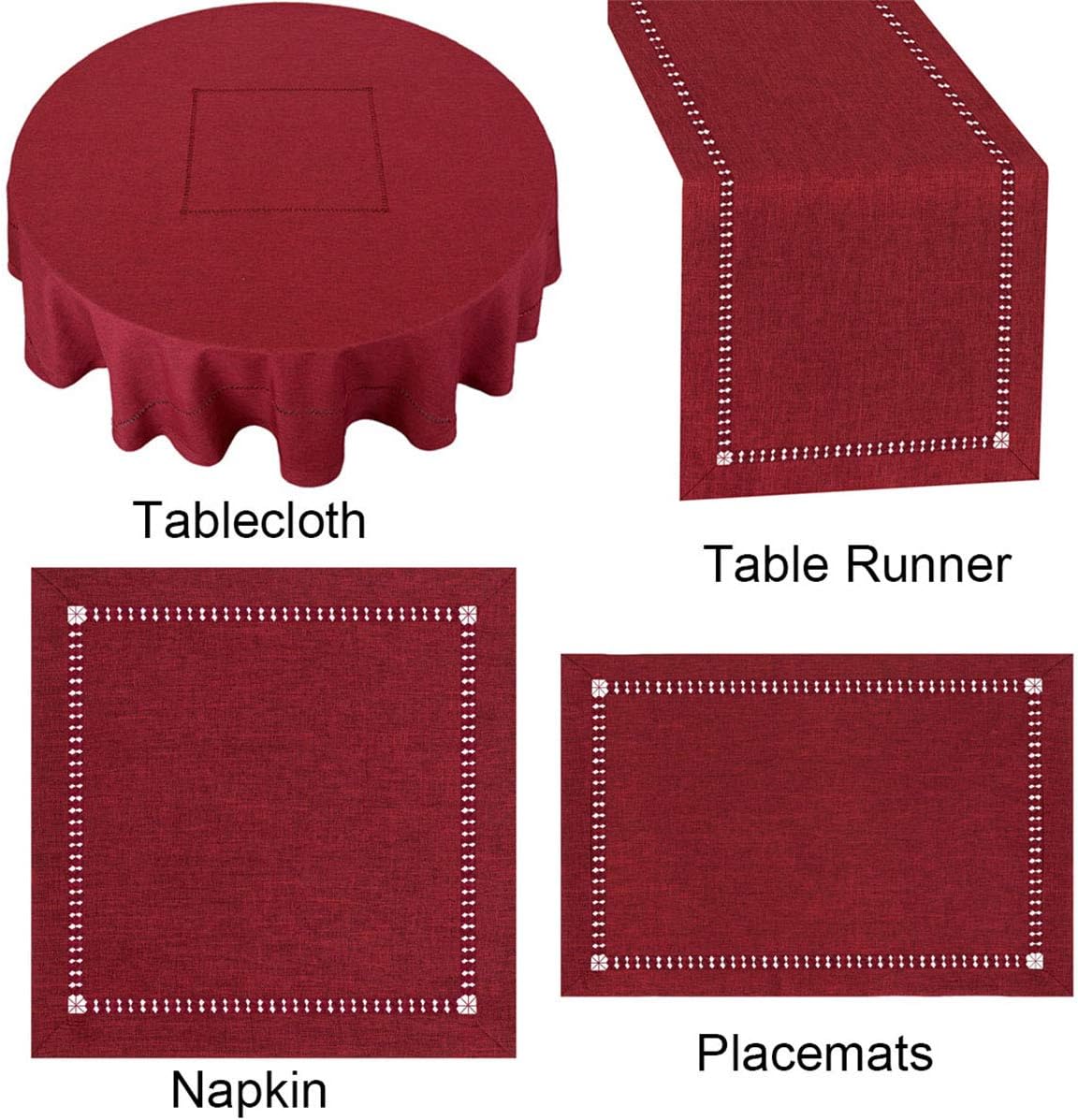 Grelucgo Small Handmade Hemstitched Polyester Rectangle Table Runners Dresser Scarves, Cranberry 14x36 inch: Kitchen & Dining