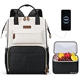Maelstrom Travel Backpack for Women Men,Laptop Backpack Fits 15.6-17.3 Inch Laptop, Nurse/Work Bag with Insulated Lunch Box (Black-beige)