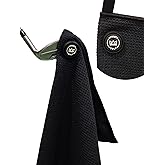 Magnetic Golf Towel for Golf Bags - Microfiber Golf Towels for Men & Women - Waffle Golf Bag Towel with Magnet (Black)