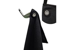 DYNASTY GOLF Magnetic Golf Towel for Golf Bags - Microfiber Golf Towels for Men & Women - Waffle Golf Bag Towel with Magnet (Black)