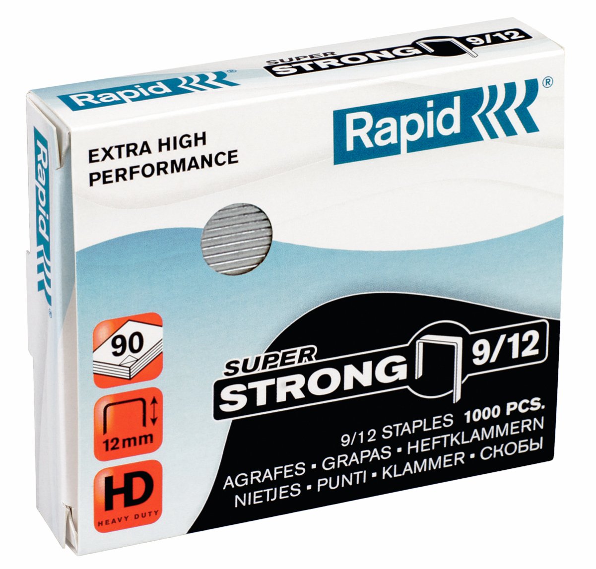 Rapid 9/12mm Super Strong Staples, For Stapling 60-90 Sheets, Use with Heavy Duty Staplers, Galvanised Wire, Box of 1000, 24871300 โ image 1
