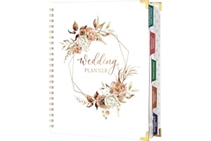 LORTARL Wedding Planner Book and Organizer for the Bride - Planning With Tabbed Sections, 8.5" x 11", Hardcover, Metal Corner, 5 Inner Pockets, Sticker