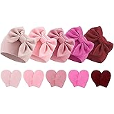 Newborn Baby Hats and Mittens Set Infant Bow Beanie Cap Toddler Gloves Newborn Hospital Hats for Baby Boy Girl 0-6 Months