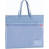 Pendancy Mesh Zipper Pouch A4 Size, Large Double Pocket Waterproof File Bag with Handle, 11x13.8 in Foldable Document Storage for Puzzle Project/Cross Stitch/Travel/Office（Advanced Blue）