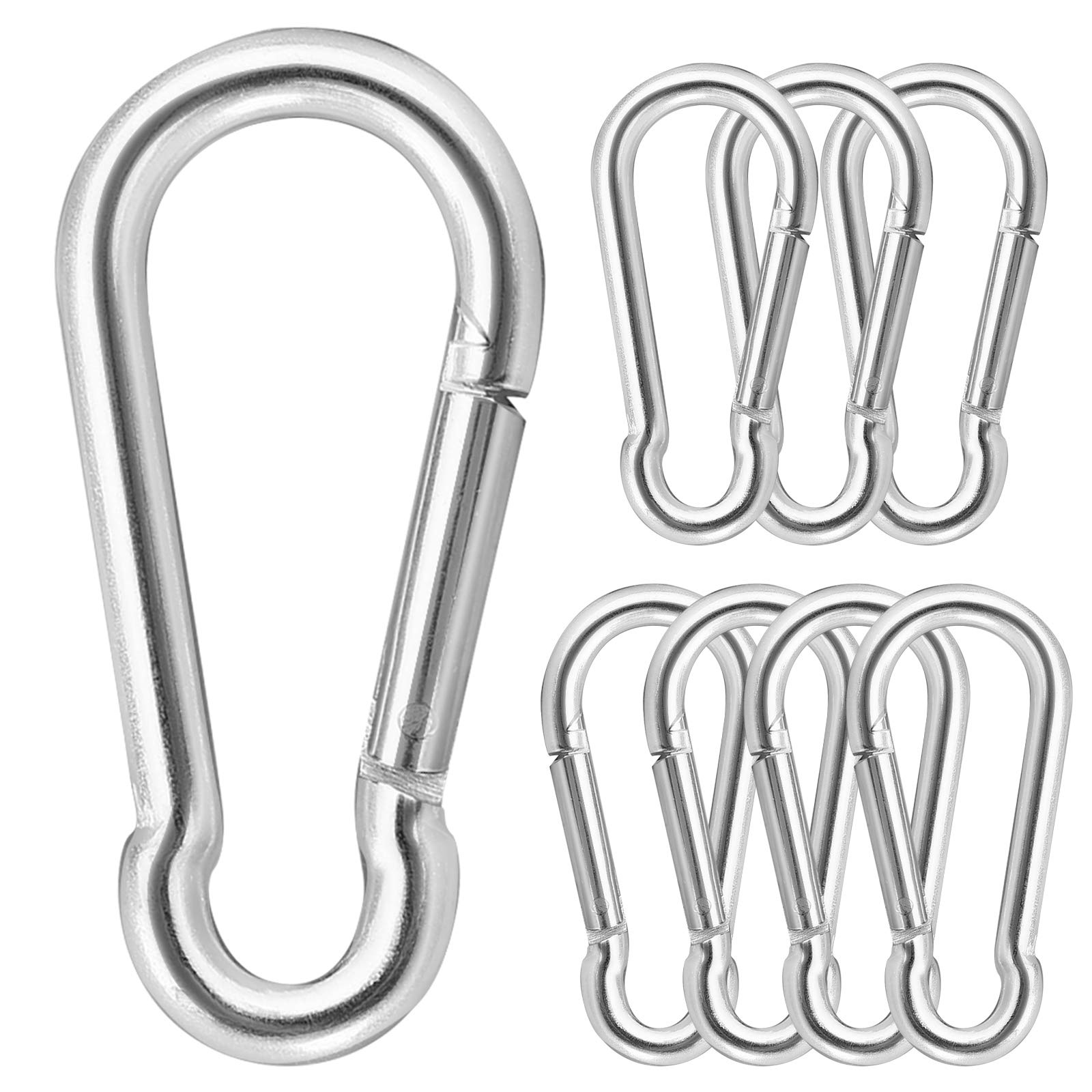 JatilEr 8Pack M8 Spring Snap Hooks, Heavy Duty Metal Clip Steel Key Chain Clip Hook Fit Link Buckle for Gym In/Outdoor Camping Travelling