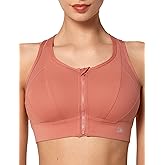 Yvette High Impact Zip Front Sports Bra Mesh Racerback Workout High Support Sports Bras for Women Large Breasts