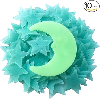 Amazon Com Fluorescent Star Moon Sticker Glow In The Dark Mini