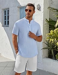 COOFANDY Men's Henley Shirt Short Sleeve Stand