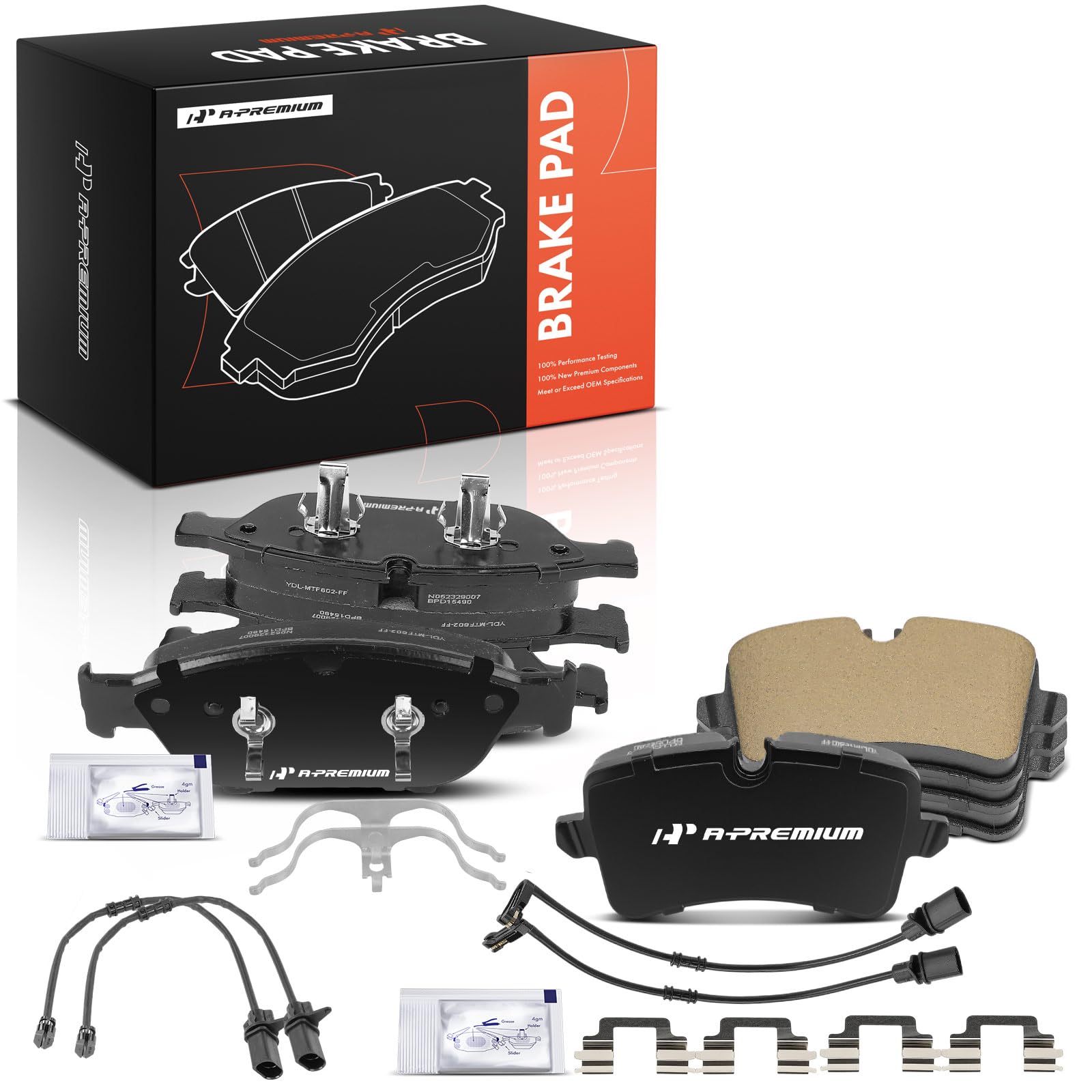 Photo 1 of A-Premium Front and Rear Ceramic Disc Brake Pads Set Compatible with Audi Models - A6 2016-2017, A6 Quattro 2012 2014, S7 2015-2017, A7 A8 Quattro