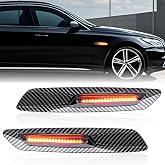 Nrgedzam Front Side Marker Lights For BMW 1 3 5 Series E90 E91 E92 E93 | LED Side Marker Turn Signal Lamp Lights For BMW 1 3 5 Series E82 E88 E90 E91 E92 E93 E60 E61, Carbon Fiber Shell, 2PCS