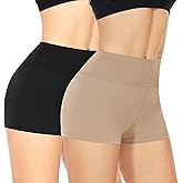 NexiEpoch 2 Pack Biker Shorts for Women - 3"/5" Booty Volleyball High Waisted Black Spandex Shorts for Yoga Dance Workout