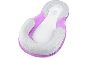 Mestron Portable Snuggle Bed Co-Sleeping 0-6 M with Ultra Soft & 3D Breathable Head Support Adjustable Infant Floor Bed for Travel Baby Registry Search (Purple)