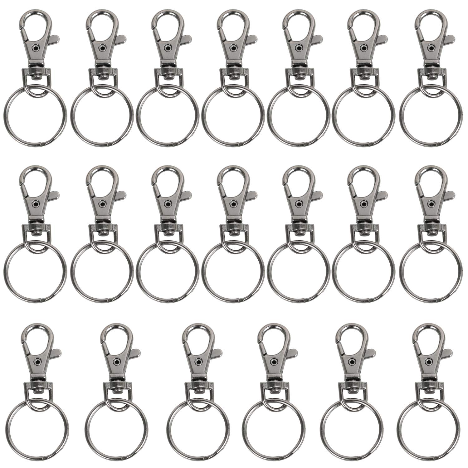 TRIXES 20 X Small Lobster Detachable Swivel Clasps for Key Split Ring-Grey Colour