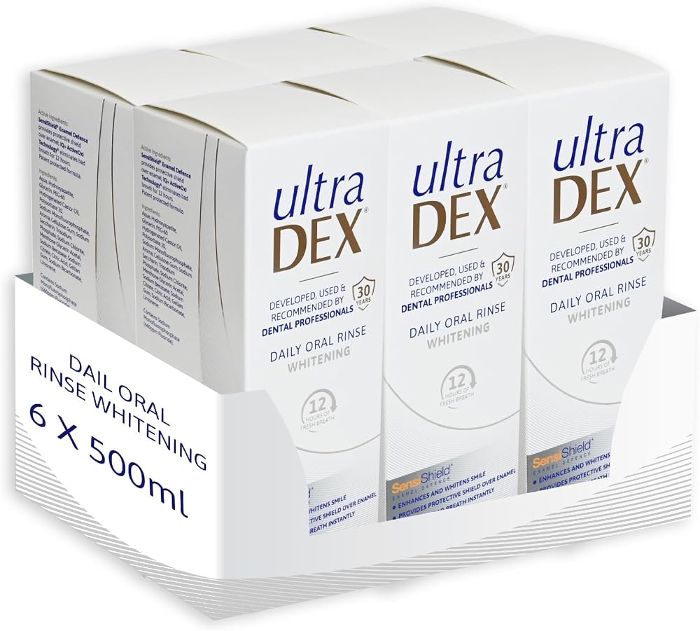 UltraDEX Daily Oral Rinse Whitening 6 x 500 ml Alcohol Free Mint