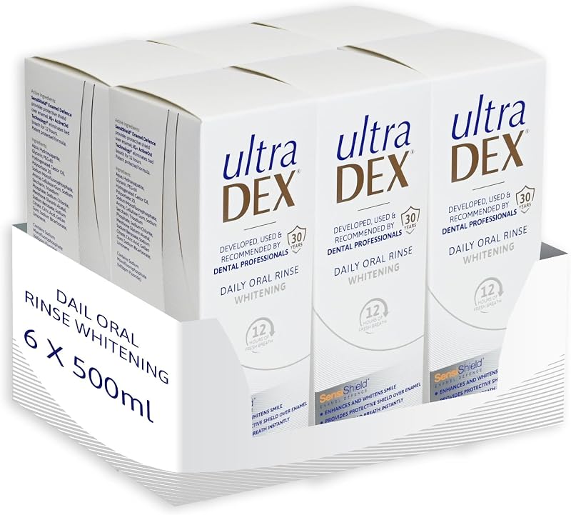 UltraDEX Daily Oral Rinse Whitening 6 x 500 ml Alcohol Free Mint