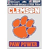 WinCraft NCAA Clemson University Tigers Multi-Use Decal 3 Fan Pack, Team Colors, 5.5" x 7.75" Inch Sheet